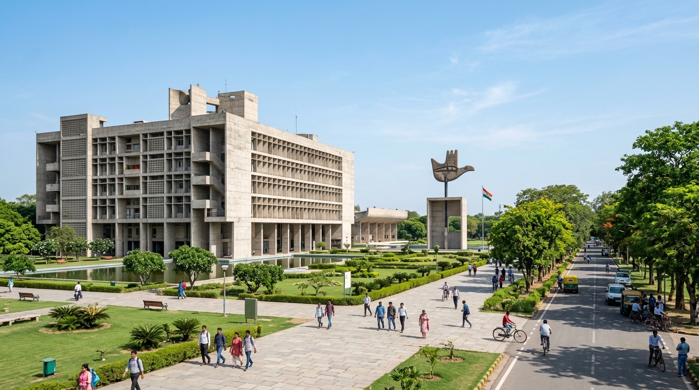 Chandigarh Sector 17 commercial district architecture and green boulevard